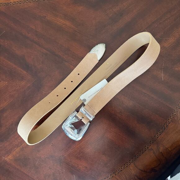 New Anthropologie Vintage Western Belt Silver accents Cream Leather Size Medium - Picture 4 of 8